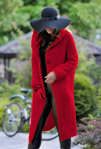 Long Hooded Wool Cardigan - Luxurious European Style