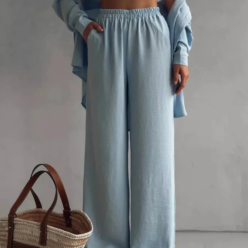 Elegant Feminine Set Consisting Of Shirt And Trousers