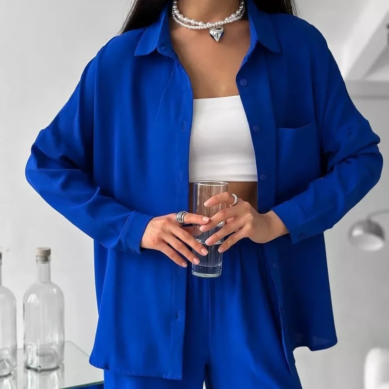 Elegant Feminine Set Consisting Of Shirt And Trousers