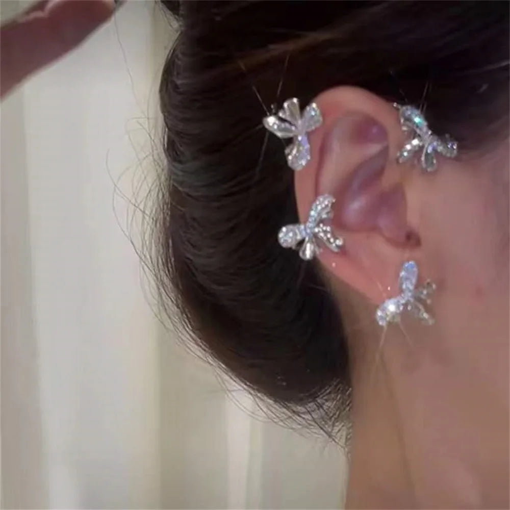 Diamond And Zirconia Earrings Without Holes