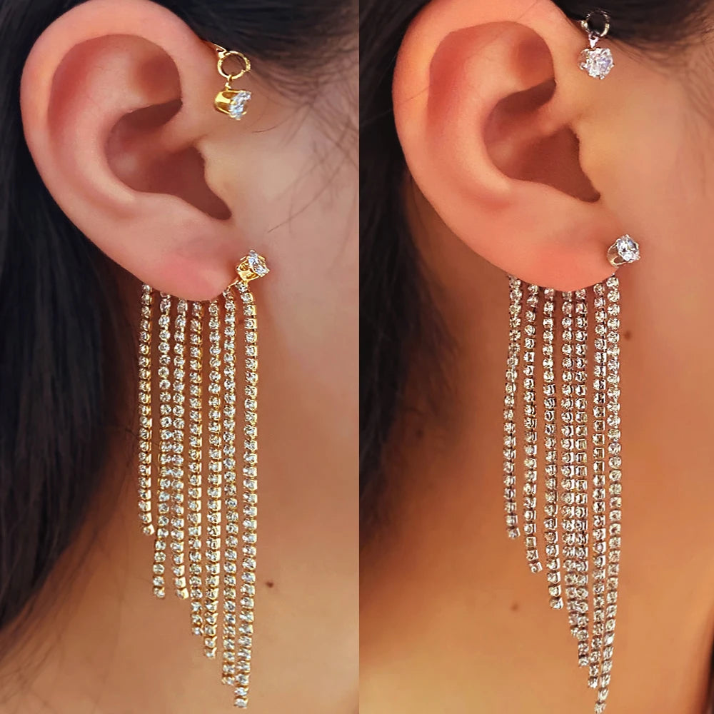 Diamond And Zirconia Earrings Without Holes